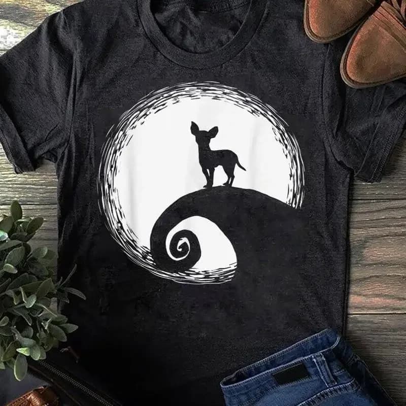 Maglietta Chihuahua e luna Halloween divertente per gli amanti dei cani
