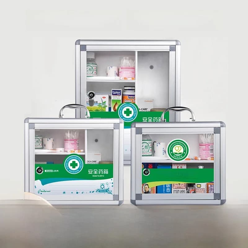 Comodo Kit di Pronto Soccorso Domestico, Scatola per Medicinali Trasparente Montabile a Parete, Organizzatore per Conservazione Medicinali in Lega di Alluminio