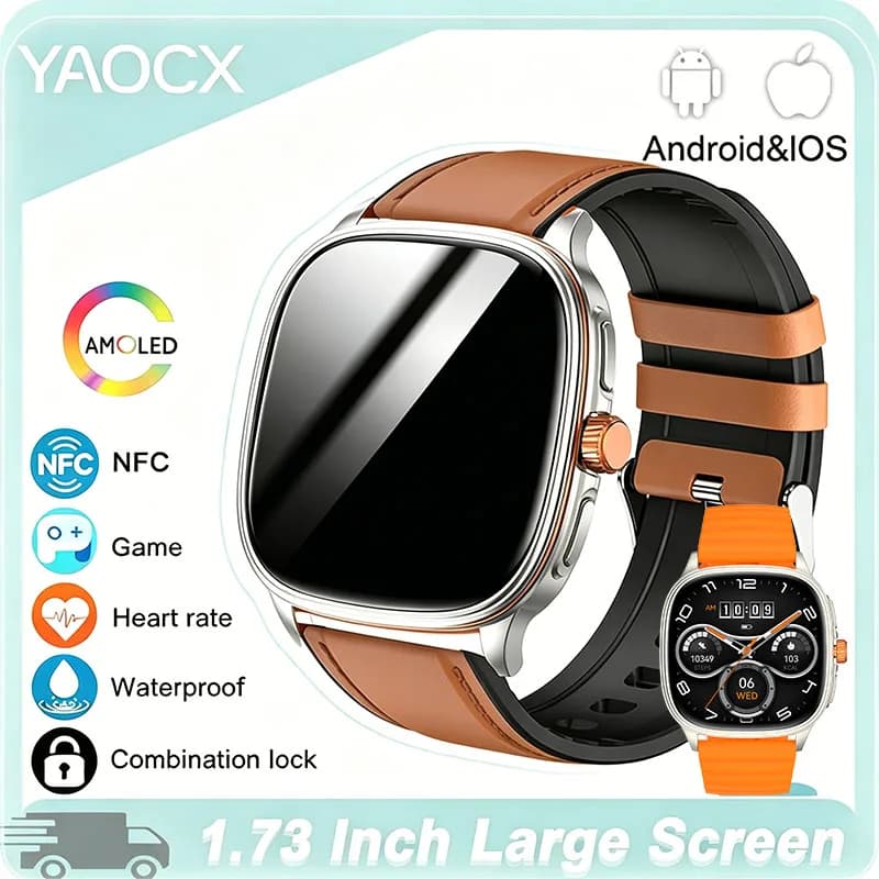 YAOCX HK73 Smartwatch AMOLED Uomo Donna, Tracker Fitness Sportivo Impermeabile, Assistente Vocale, NFC, Chiamate BT, Nuovo Smartwatch 2026