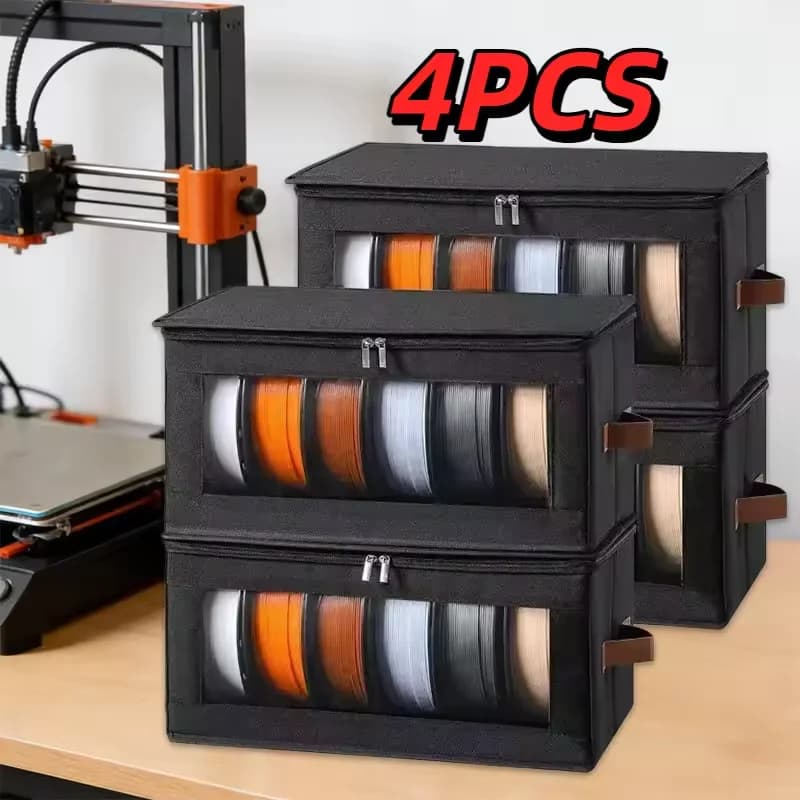 Contenitore per Filamenti Stampante 3D (1-4 Pezzi) con Coperchio, Borsa Porta Filamenti, Supporto per Accessori Stampa 3D per Casa e Ufficio