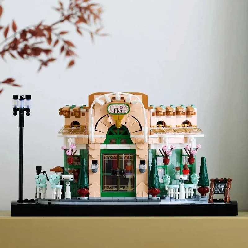 1101 pezzi serie creativa ornamento edificio scena di strada caffetteria francese modello puzzle blocchi di montaggio regalo per ragazzi e ragazze