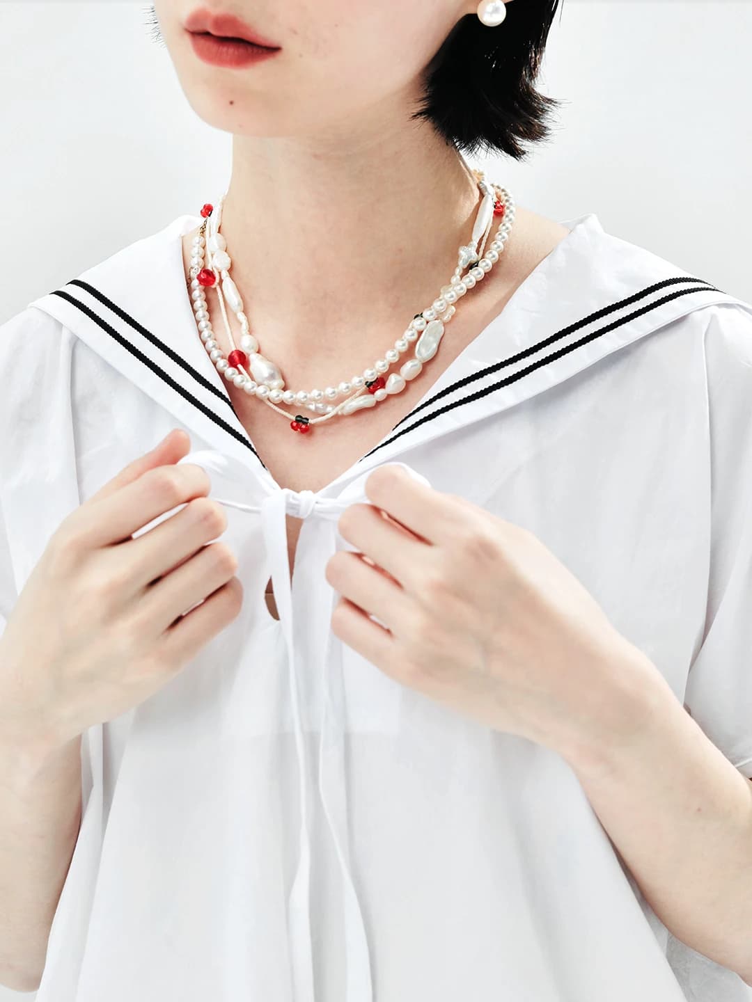 imakokoni camicia estiva da donna con colletto navy in cotone dal design originale e letterario 244581