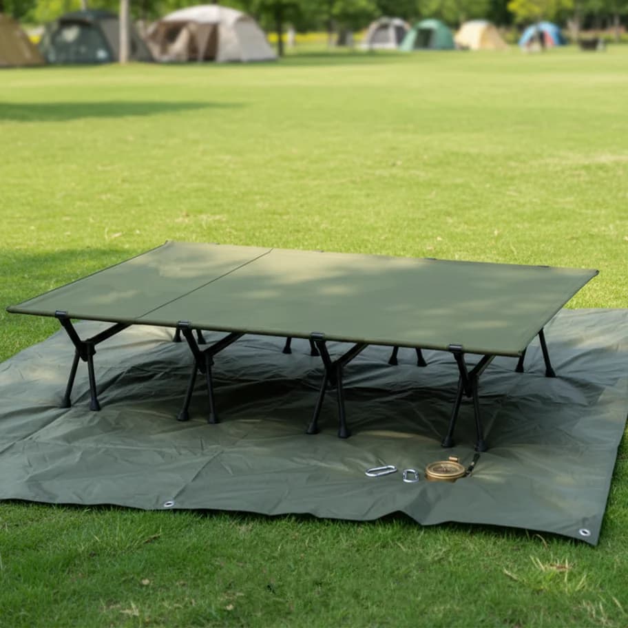 Adjustable Height Double Folding Bed Portable Camping for Adults, Outdoor Travel for Beach Tent Backyard