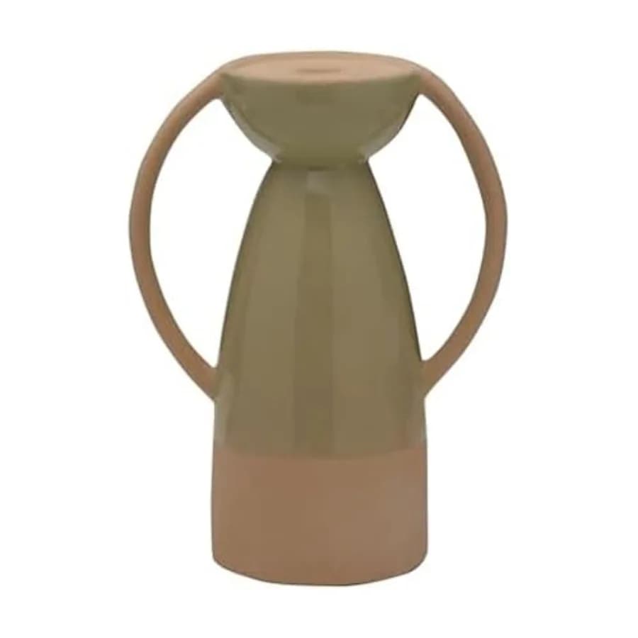 Portacandele in Ceramica per Candele di Cera Vera o Senza Fiamma, 7.44x4.41x10 Pollici, Verde