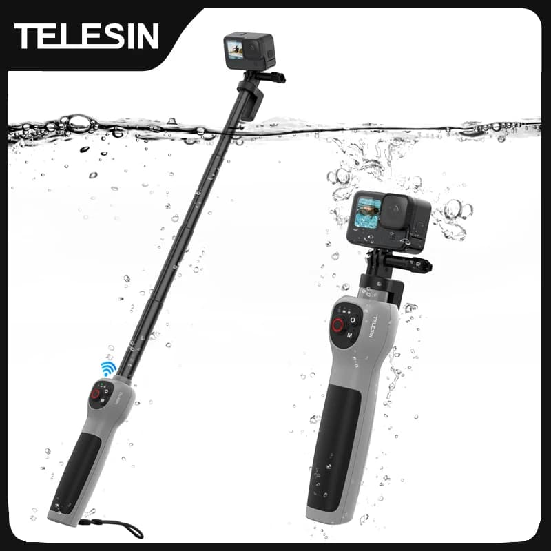 TELESIN Bastone selfie subacqueo Bastone selfie allungabile per immersione impermeabile Telecomando senza fili per Gopro Hero 8 9 10 11 12 13