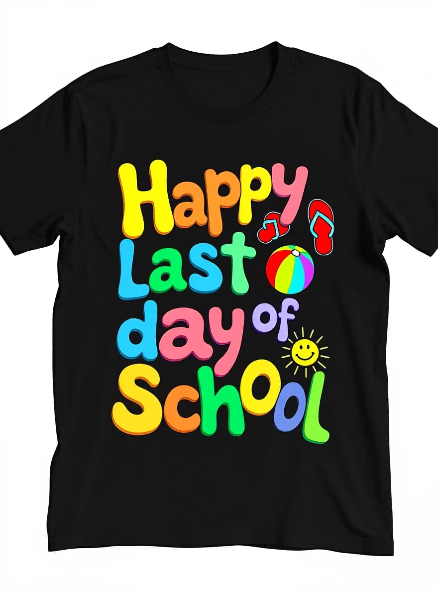 T-shirt da uomo Last Day of School - 100% cotone Stars/Sun "Hello Summer" (S-XXXL)