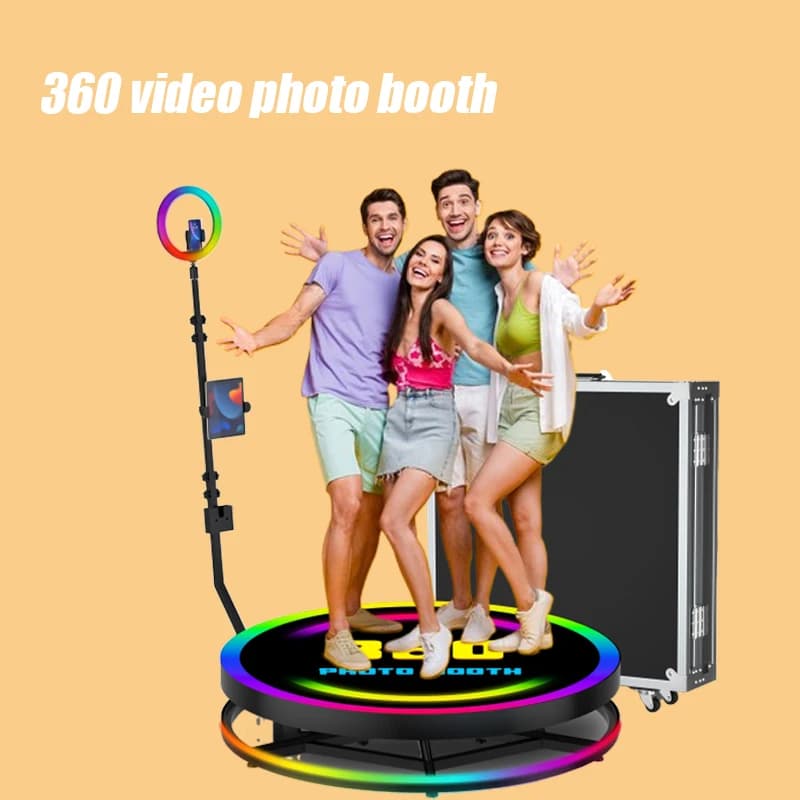 Camera 360 Video Rotating Automatic Slow Motion Small Portable With RGB Light Ring With Flight Case For Festive Events