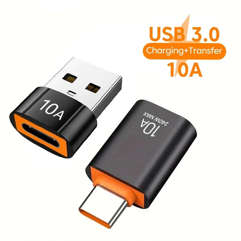 Adattatore da USB 3.0 a tipo C da 10 A Mini trasferimento rapido da USB tipo C femmina a USB PD adatto per convertitori di caricabatteria da auto per computer mobile