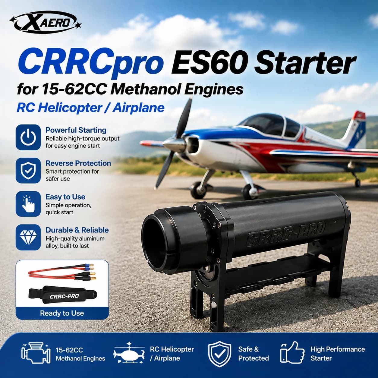 CRRCpro ES60 Avviamento per motori a metanolo 15-62CC Elicottero/Aereo RC con protezione inversa