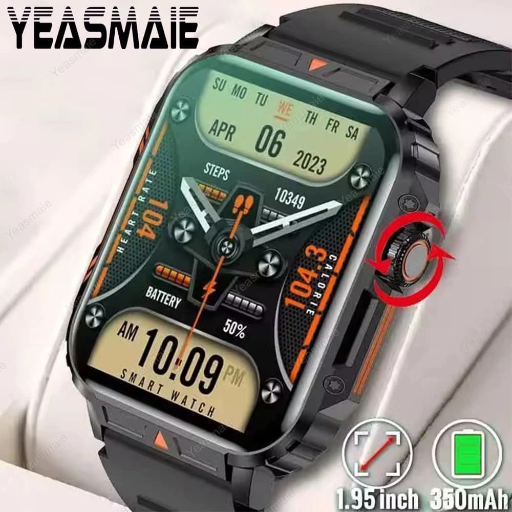 1.91 Outdoor Militare Astuto Della Vigilanza Degli Uomini di Chiamata Bluetooth Amoled Smartwatch Per Android IOS IP68 Impermeabile Sport Fitness Orologi