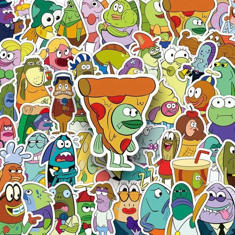 50PCS Bikini Bottom Sirena SpongeBob SquarePants Adesivi Cartoon Anime Notebook Decorazione della cassa del telefono Adesivi all'ingrosso