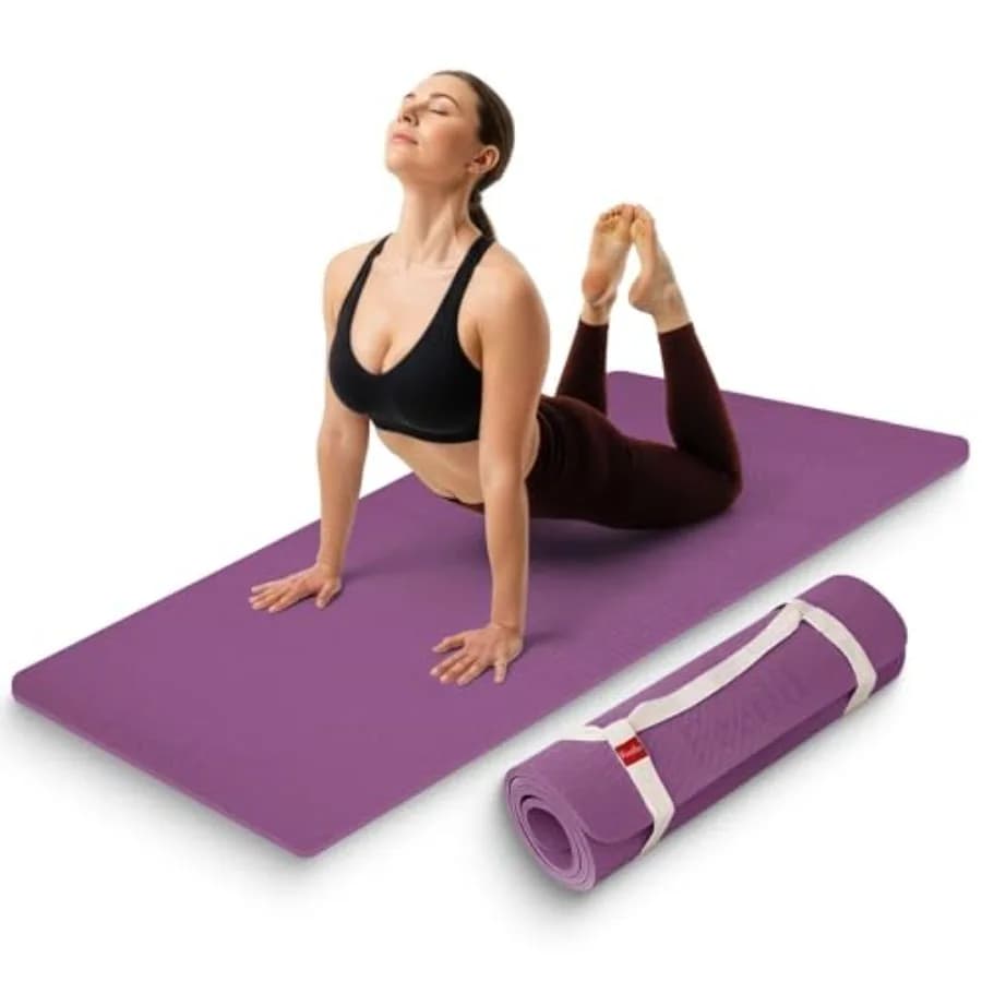 Tappetino per Esercizi Extra Spesso 12mm, Antiscivolo, Ammortizzante e Delicato sulle Articolazioni, per Yoga, Pilates e Allenamenti a Terra, Resistente
