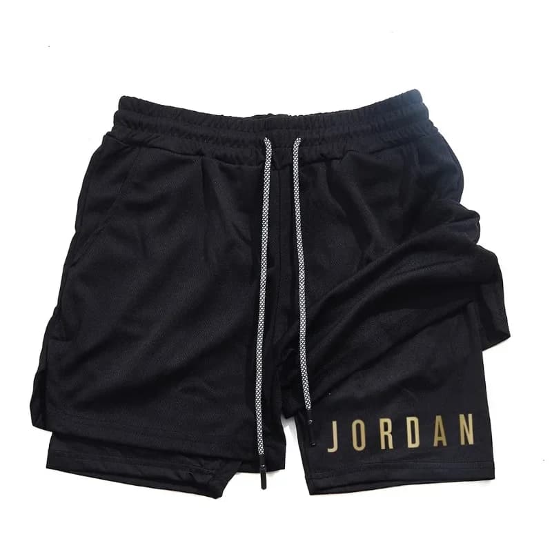 Men's double-layer sports shorts, sports shorts suitable for both running and training.