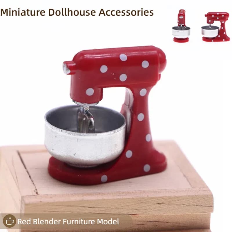 1:12 Miniature Doll House Simulation Red Blender Furniture Home Model Decoration Doll Home Accessories Toy