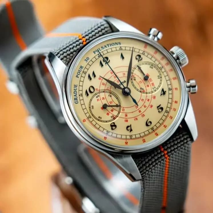 PROXIMA Men Chronograph Watch 39mm Aviator Manual Winding Mechanical Wristwatch Luminous Sapphire ST1902 Enamel Pulsations Dial