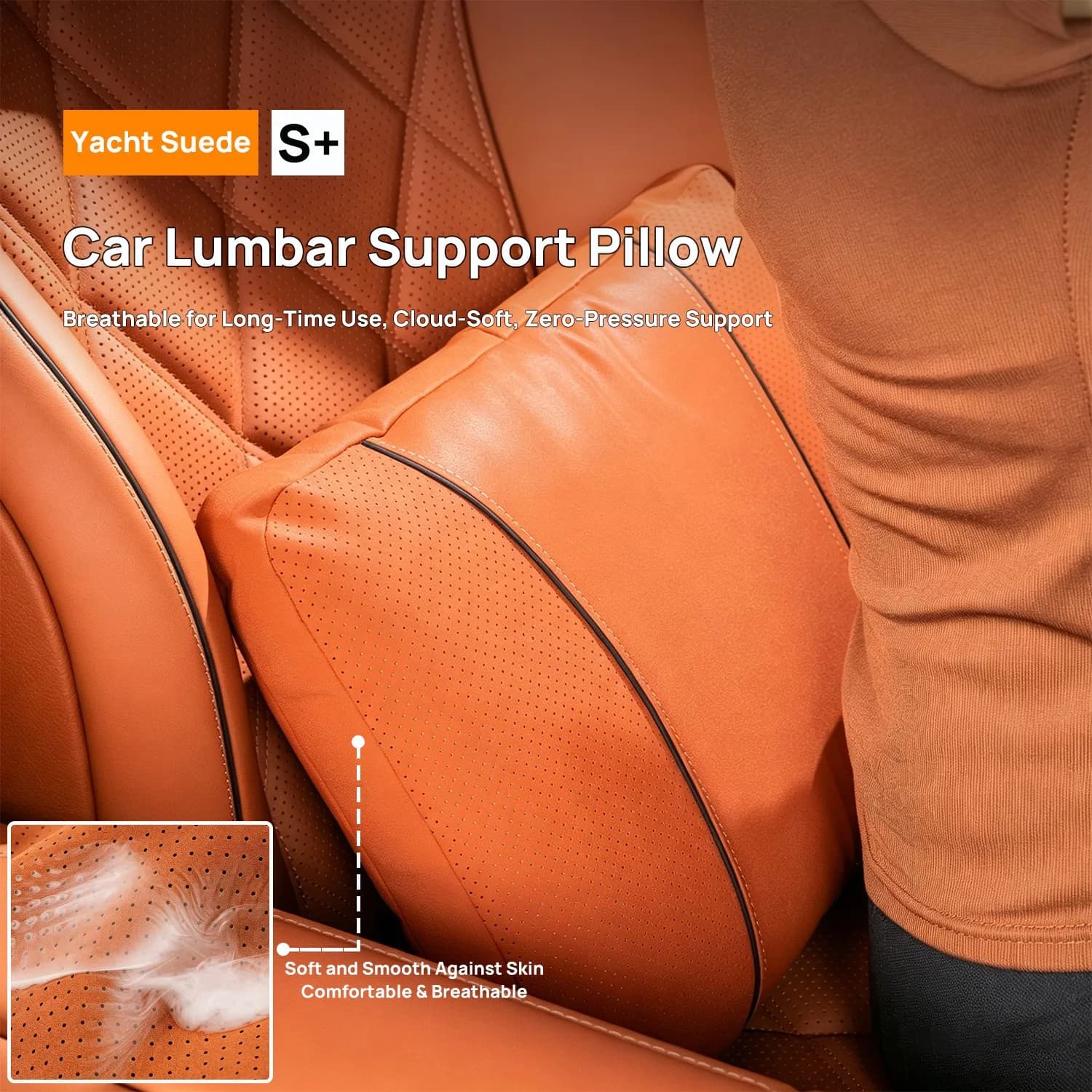 Car Headrest Lumbar Pillow Breathable Car Seat Neck Waist Support Cushion Interior Accessories For BMW Audi VW Toyota Tesla