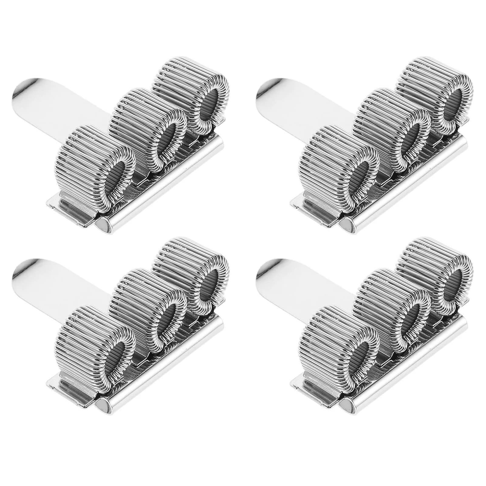 Set di 4 Portapenne in Metallo con Clip a Triplo Gancio, Organizzatore per Matite Regolabile a Molla per Quaderni, Agende, Portablocco, Ufficio e Scuola