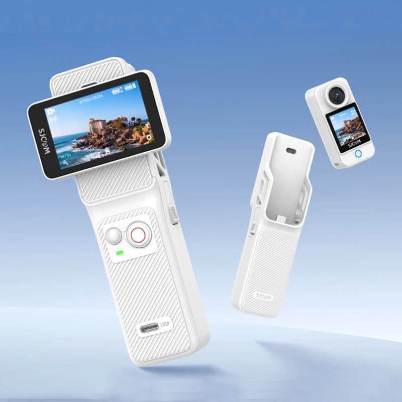 Nuova Videocamera d'Azione Tascabile SJCAM C400 Bianca, Videocamera per Vlogging e Streaming Live su YouTube