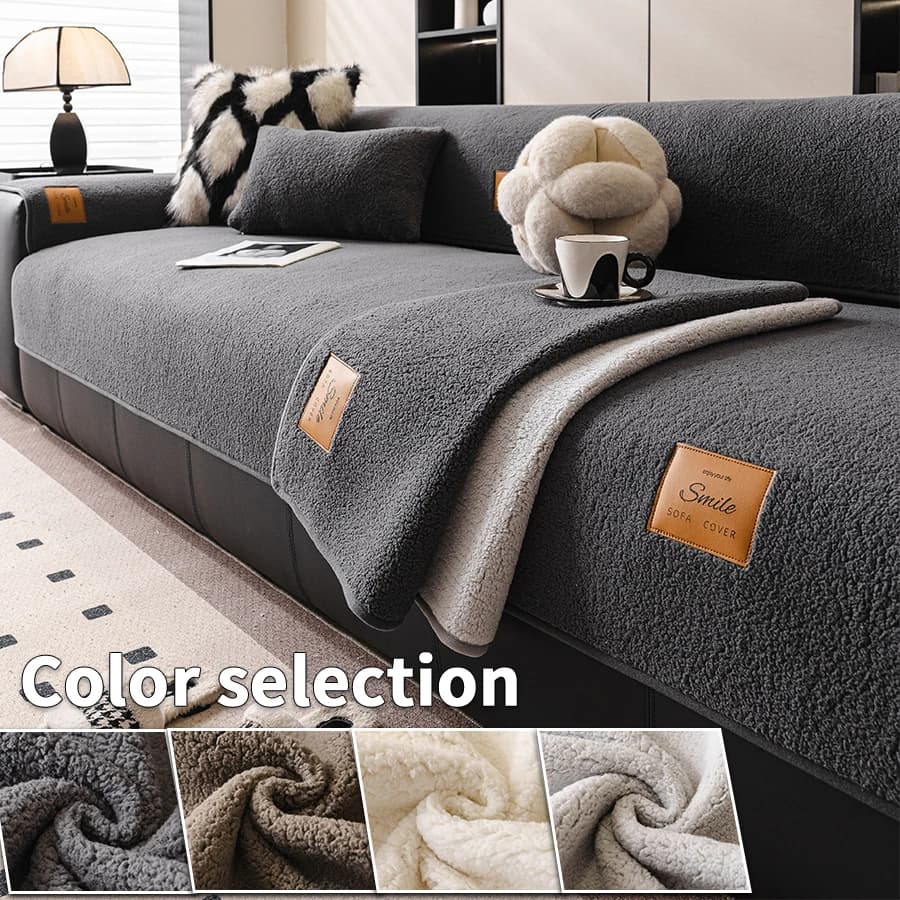1PC- solid color simple Non-slip lamb velvet sofa pad universal anti slip and machine washable multifunctional sofa pad