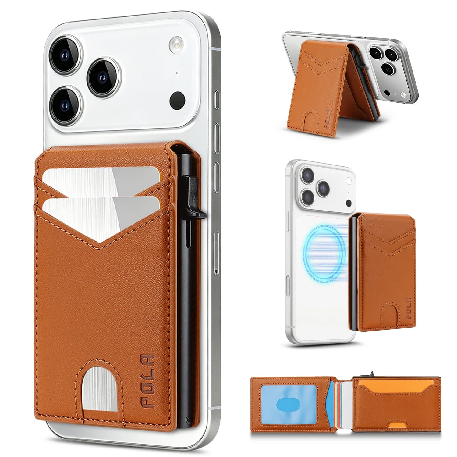 Side Push Multi Card Slot Men Wallets Carbon Fiber Flip Cover Holder RFID Blocking Aluminum Alloy Cards Wallet Magnetic Case
