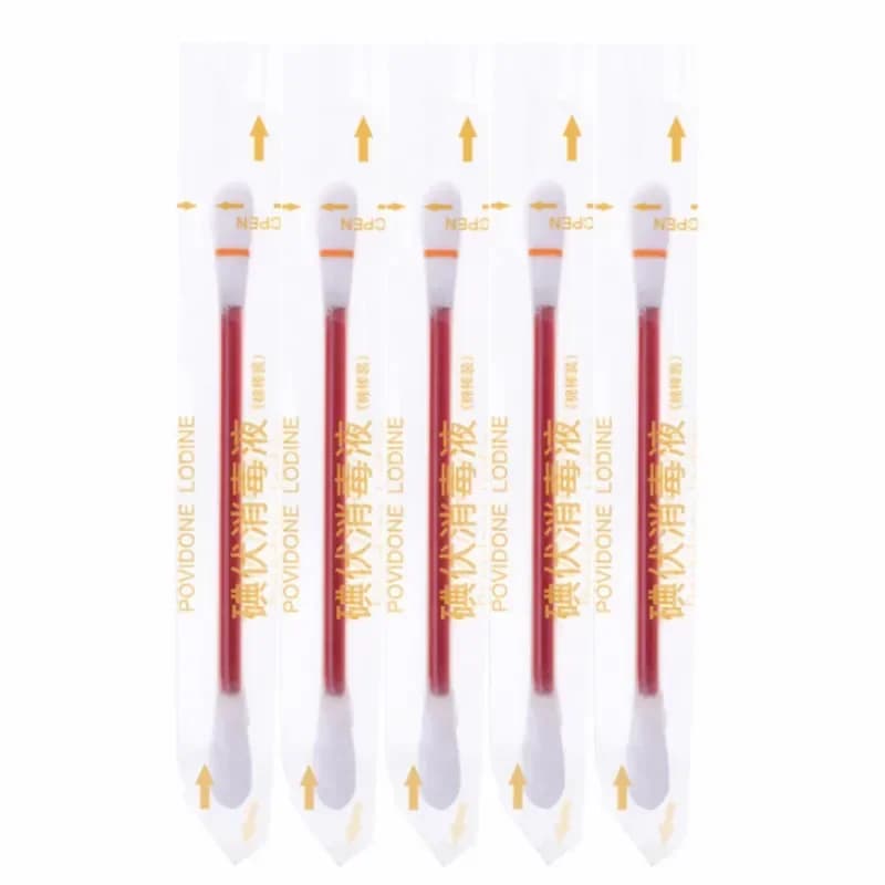50 pz/lotto Sterile Snap & Use Tamponi di Iodio All-in-One Bastoni Antisettici di Primo Soccorso per Ferite Cura Del Bambino e Viaggi