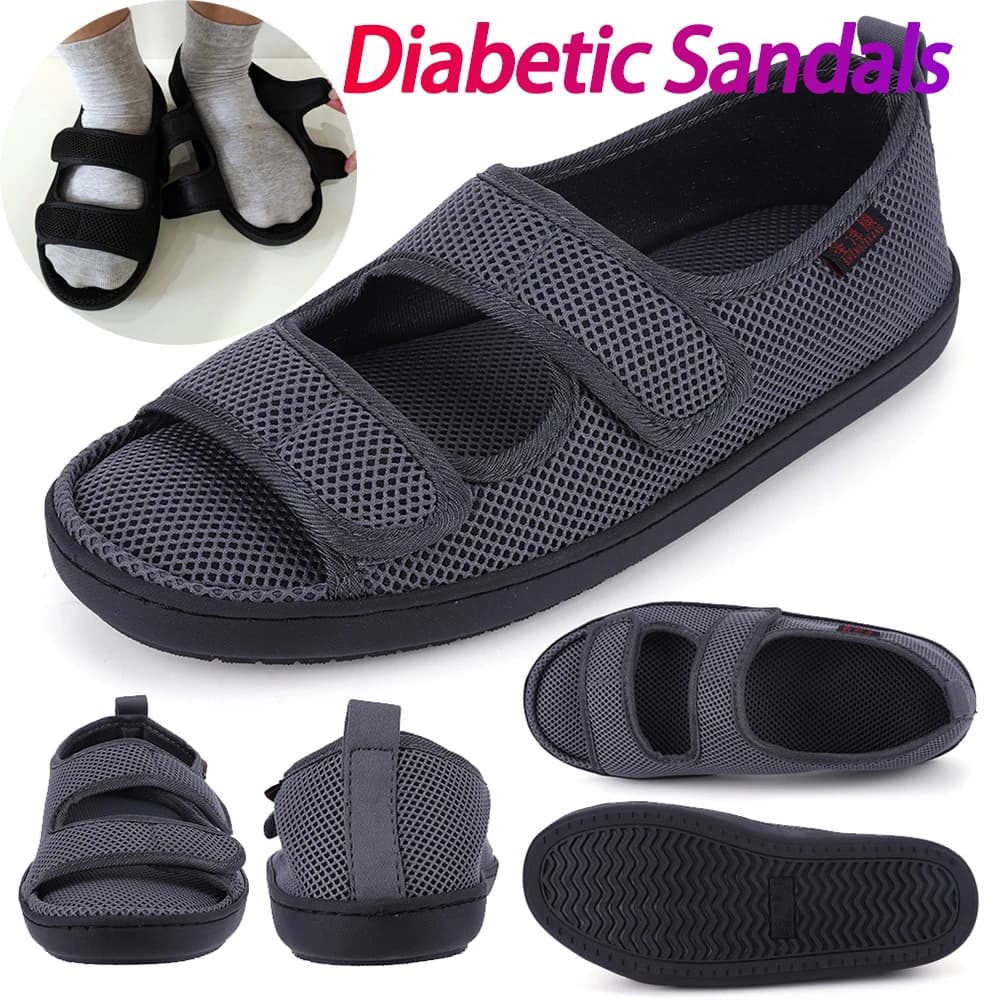 Sandali per diabetici Sandali da passeggio traspiranti Scarpe da passeggio comode antiscivolo per anziani Gonfiore Piedi sensibili