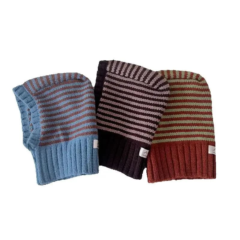 2026 Inverno Inghilterra Moda alla moda Bambini Baby Knit Sciarpa con cappuccio Berretti Warm Stripe Cappello intero Accessori per bambini