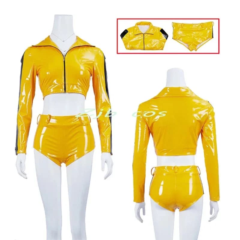 2025 Halloween Cosplay Movie Kill Bill cosplay giallo costume sexy top pantaloncini la sposa beaitx kiddo cosplay ombelico stretto esposto