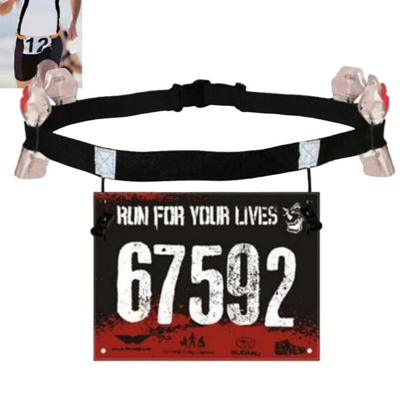 Outdoor Running Belt Race Number Belt for Triathlon Marathon with Gel Support Fabric Belt Gym Fitness Sports Accessories