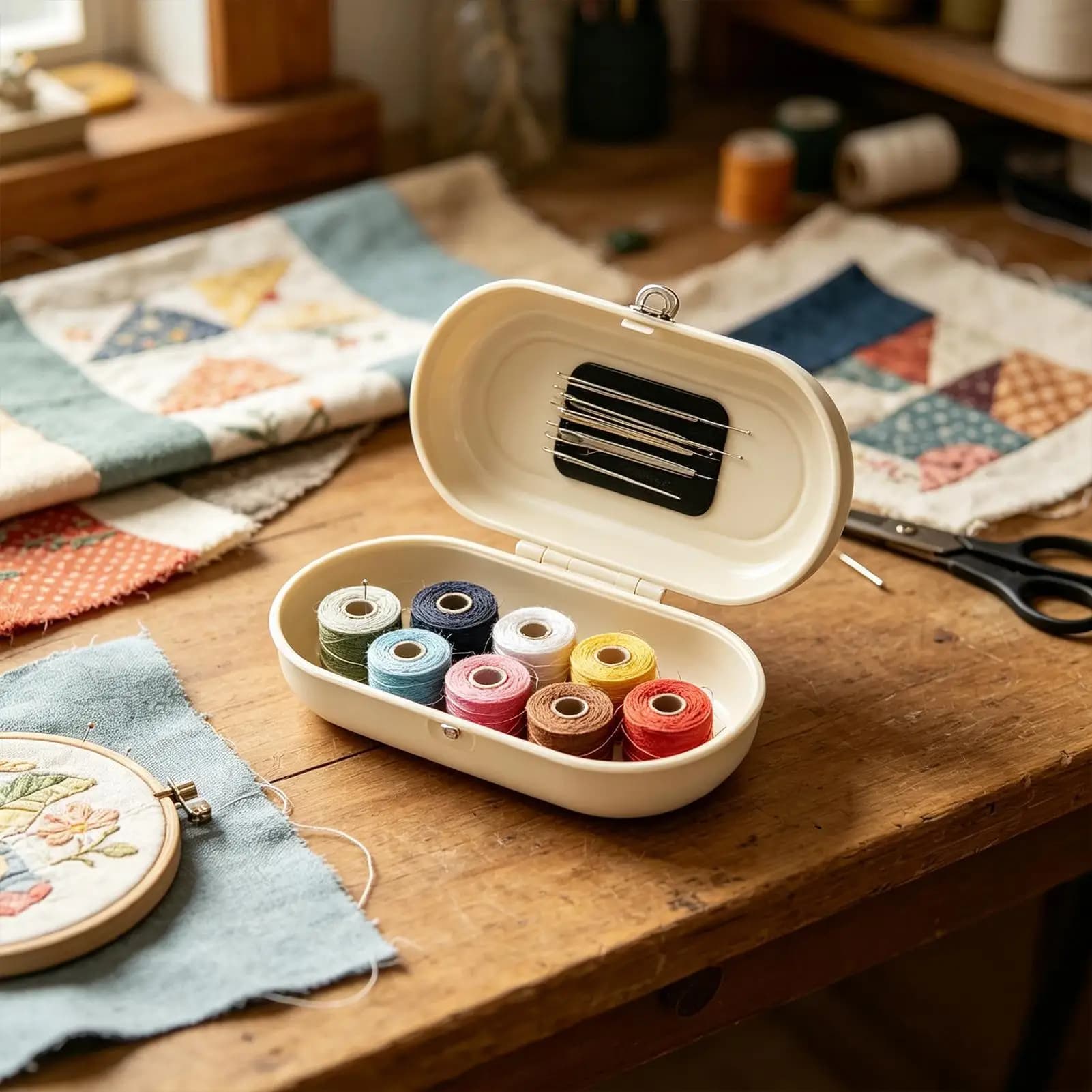 Kit da Cucito da Viaggio Magnetico Portatile Multiuso con Set di Aghi e Fili per Principianti, per Uso Interno ed Esterno, Viaggi, Fai da Te, Artigianato e Quilting