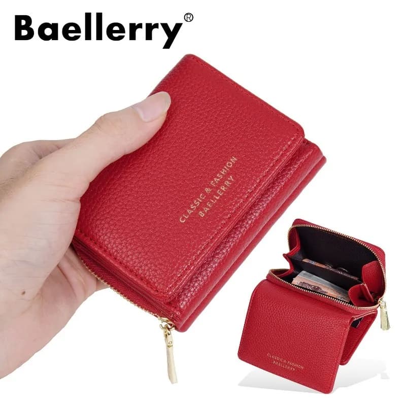 Portafoglio Corto da Donna Baellerry a 3 Pieghe in Pelle PU Multifunzionale alla Moda Premium Porta Carte con Tasca per Monete