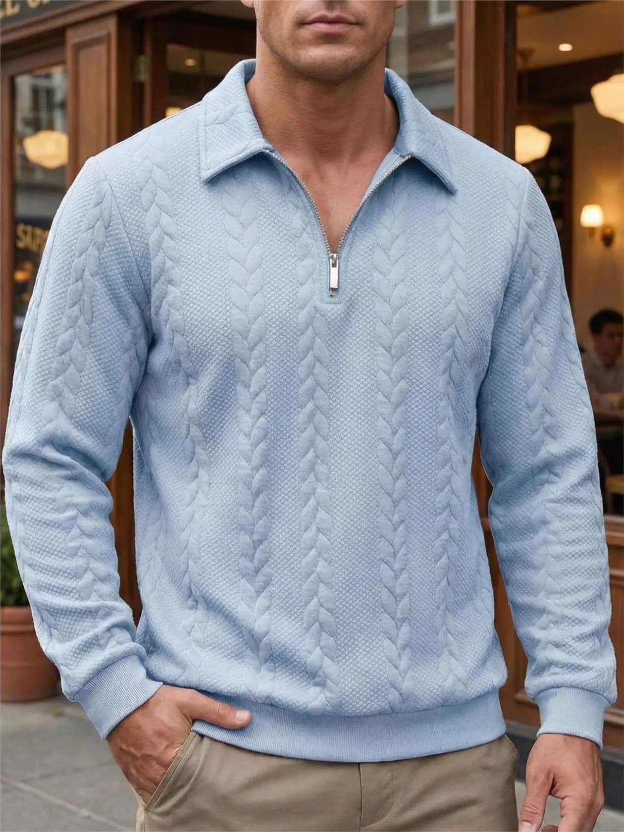 Men's Casual Outdoor Hoodie Sweatshirt Half Zipper Pullover Spring Autumn New Style Cotton Polyester Straight Cut Thick Long ...