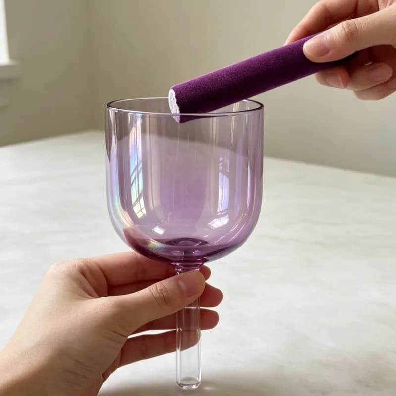 Crystal Singing Bowl Handle Sound Bowls Meditation Sound Healing Chakra Quartz Bowls Yoga Mindfulness Instruments with Mallet