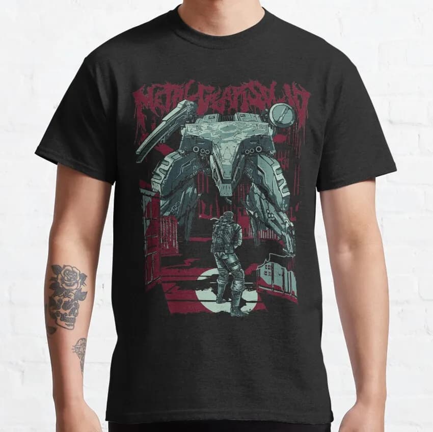 2025 Classic Metal Gear Solid 2: SONS OF LIBERTY Island Maker T-shirt girocollo in cotone da uomo tinta unita serpente volpe gioco di caccia
