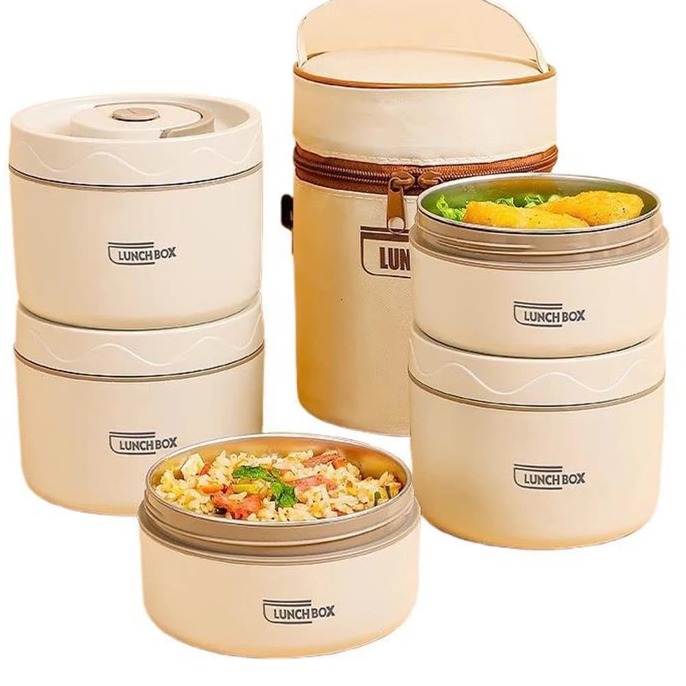 Set di scatole per il pranzo isolate da 3 pezzi in acciaio inossidabile 304 per uso alimentare con borsa isolante 3 scatole per il pranzo impilabili individualmente