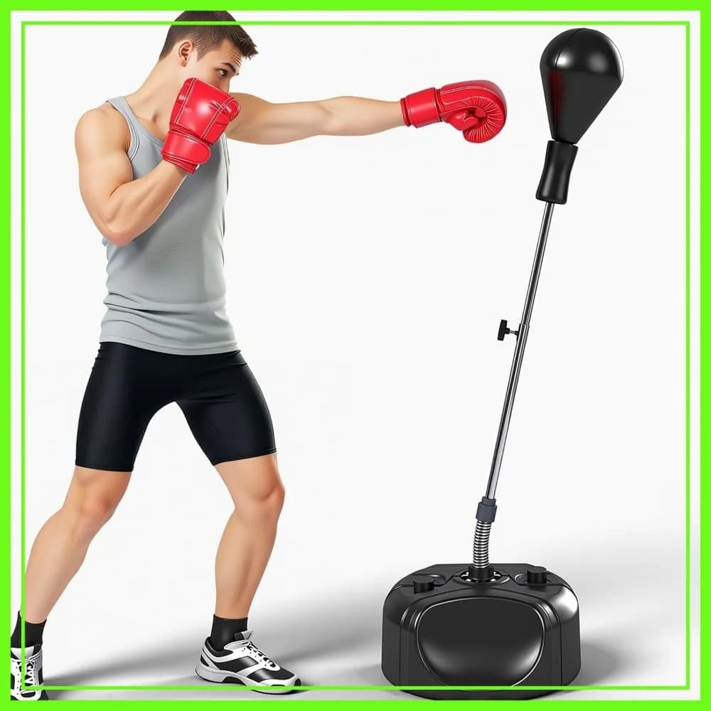 Sacco da Boxe Regolabile con Supporto, 47-63 Pollici, Sacco Veloce da Boxe per Adulti, Allenamento Fitness e Riduzione dello Stress