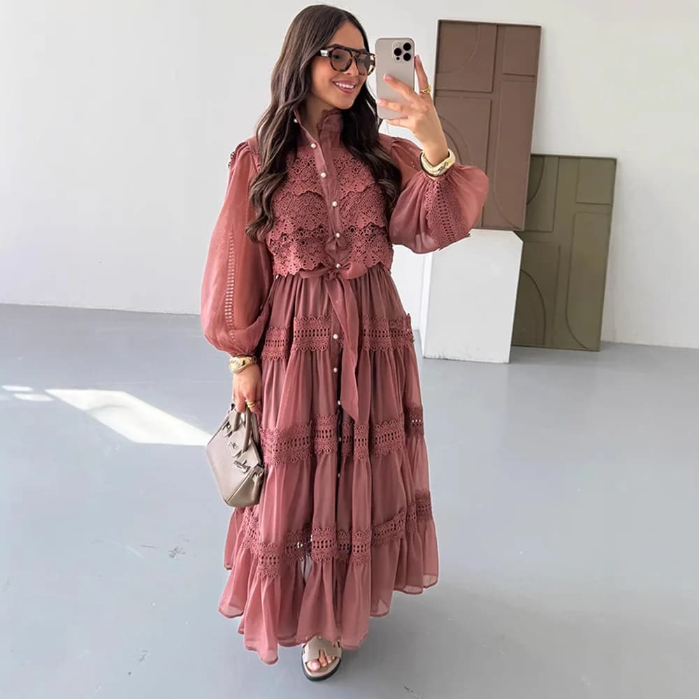 Women's Dresses Muslim Abaya Caftano Jalabiya Ramadan Waist Off Lace Up Morocco Abaya Islam Dresses Dubai Arab Long Dress