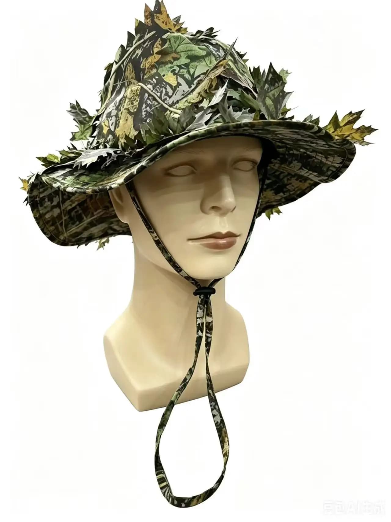Men's Camouflage Boonie Hats 3D Leaves Camo Tactical Cap Ghillie Caps Hunter Sniper Hats Fishing Sunshade Hunting Accessories