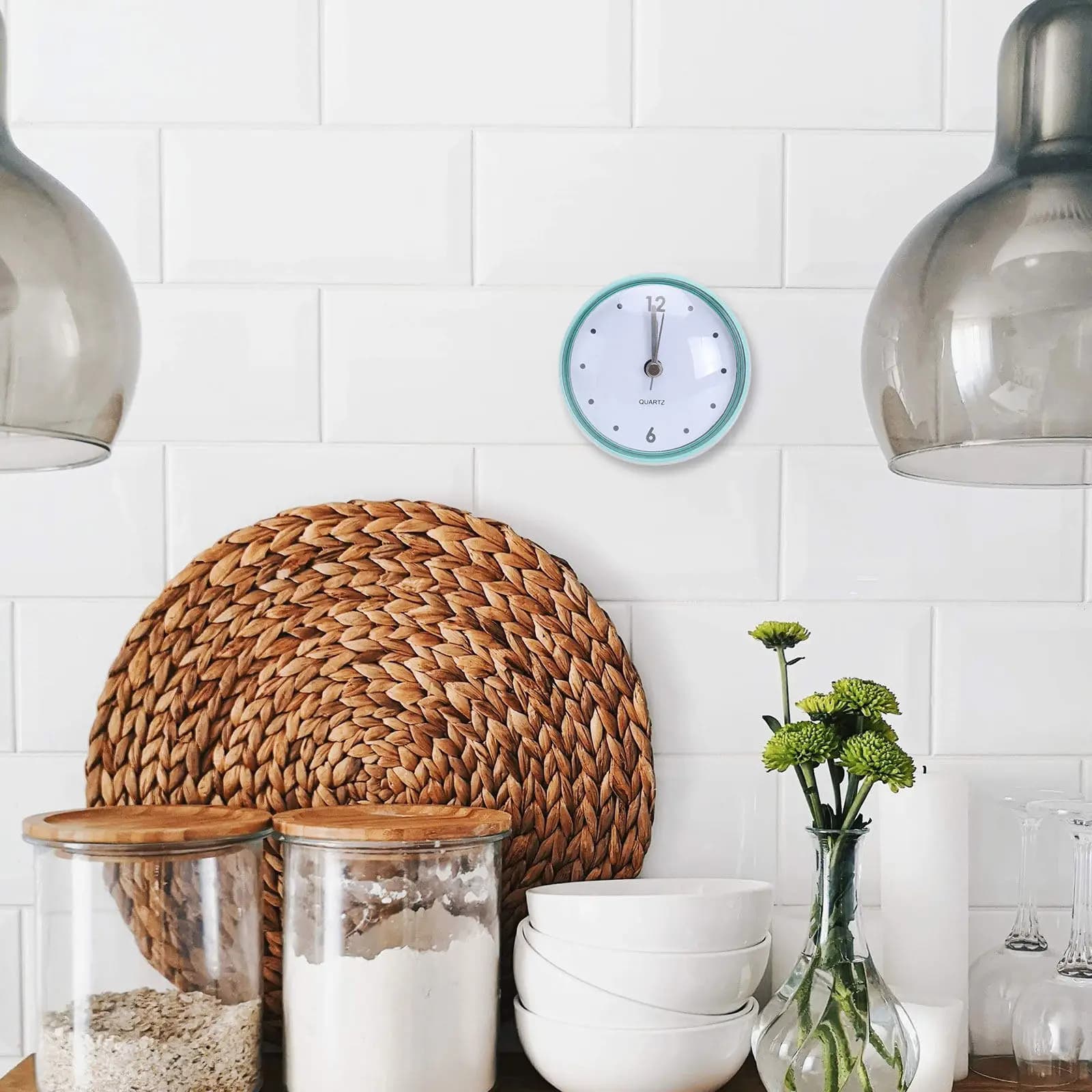 Orologio da Parete Silenzioso Impermeabile per Bagno, Design Moderno e Creativo, Senza Ticchettio, per Specchio, Piastrelle e Cucina