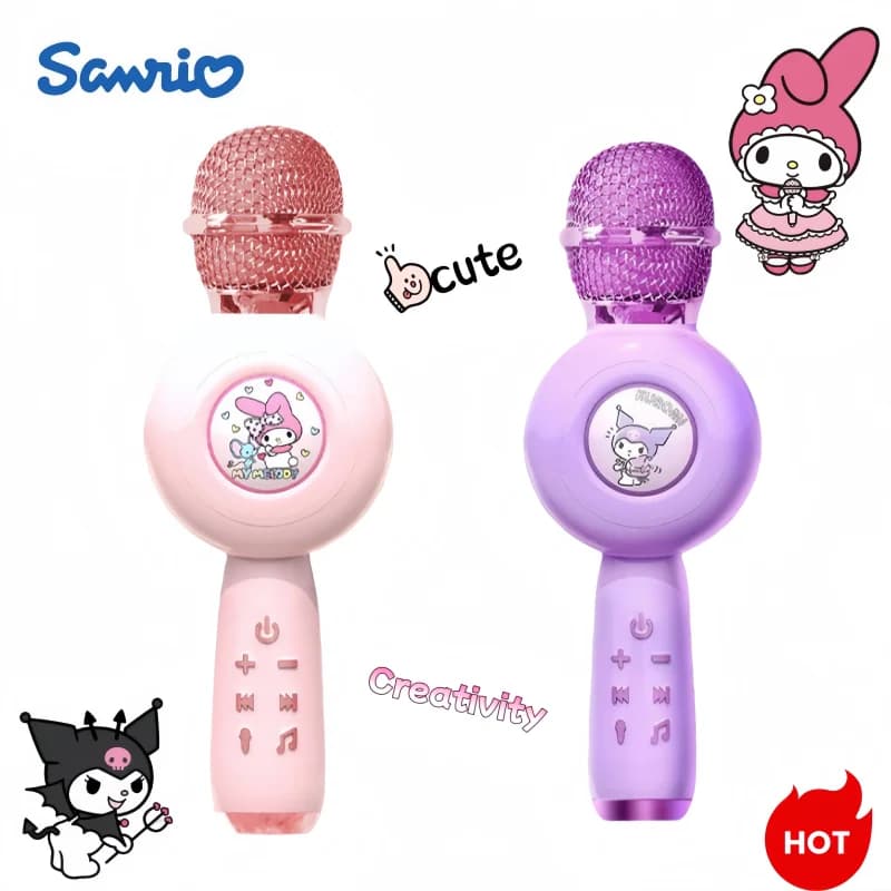 Sanrio Kuromi Microfono da canto Simpatico cartone animato Creativo Altoparlante Bluetooth wireless Regalo educativo per il compleanno di ragazzi e ragazze
