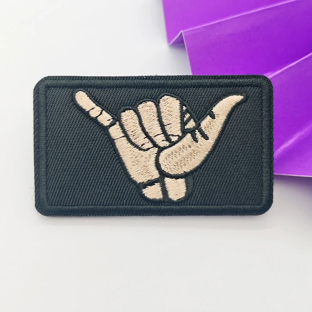 Skull Hand Finger Embroidered Patch Hook & Loop, Rock Sign Tactical Morale Badge DIY Gift For Backpack Cap Jacket Vest Clothing