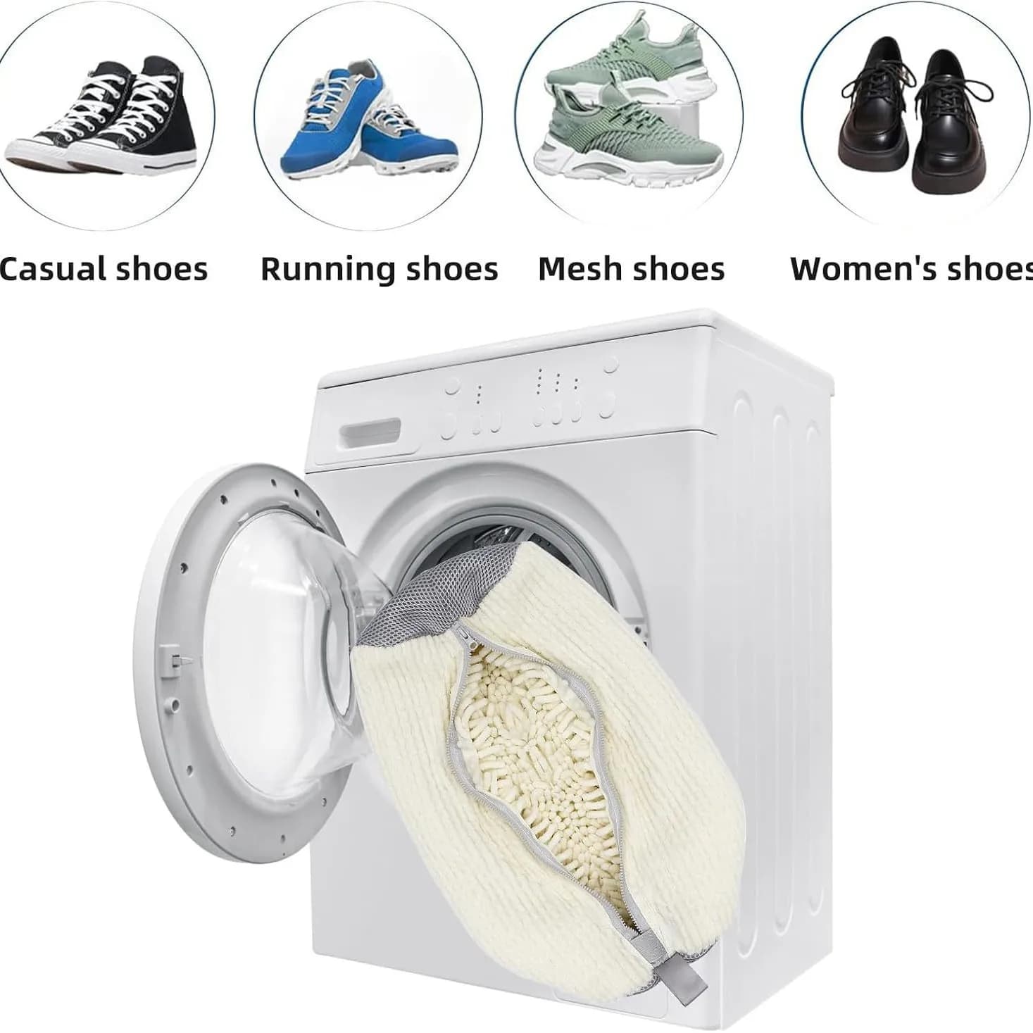 1/2 sacchetti per lavaggio scarpe - con cerniera e interno in morbida pelliccia, per sneaker e scarpe casual