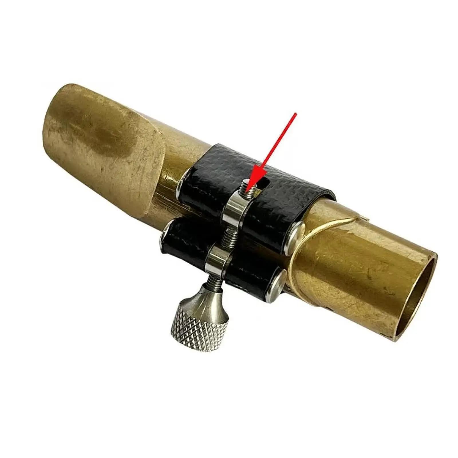 PU Leather Alto Saxophone Mouthpiece Clamp Professional Ligature Clip Woodwind Instrument Accessory for Sax Clarinet Beginners