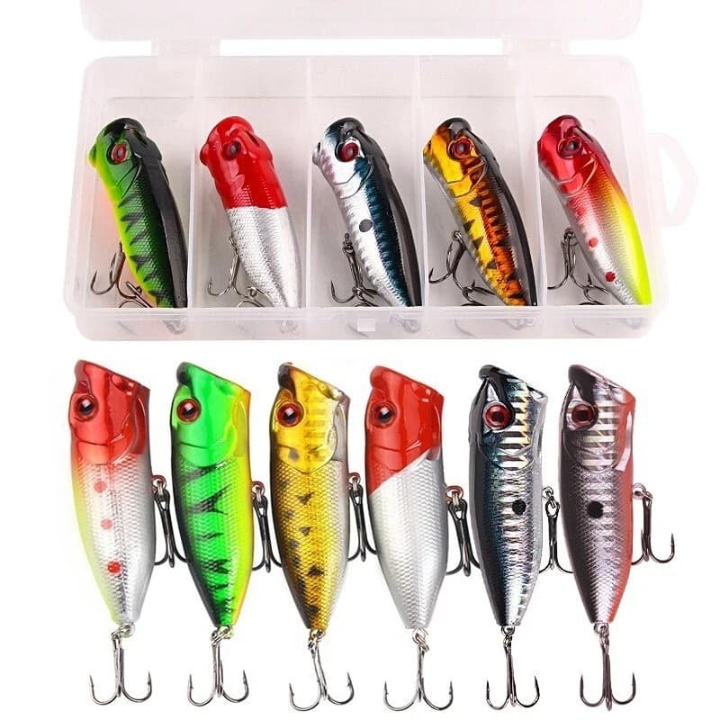 6 pezzi 6 colori (sacchetto opp)/5 pezzi 5 colori (con scatola) 6,5 cm/10 g esca galleggiante esche da pesca matita esca popper esche artificiali dell'acqua superiore