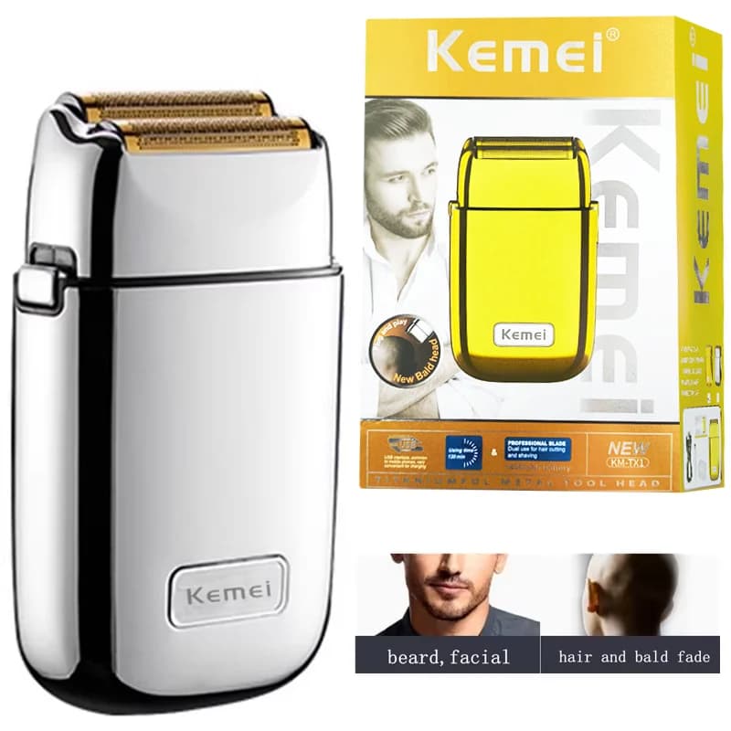 Original Kemei Rechargeable Metal Housing Pro Electric Shaver For Men Hair Beard Electric Razor Bald Shaving