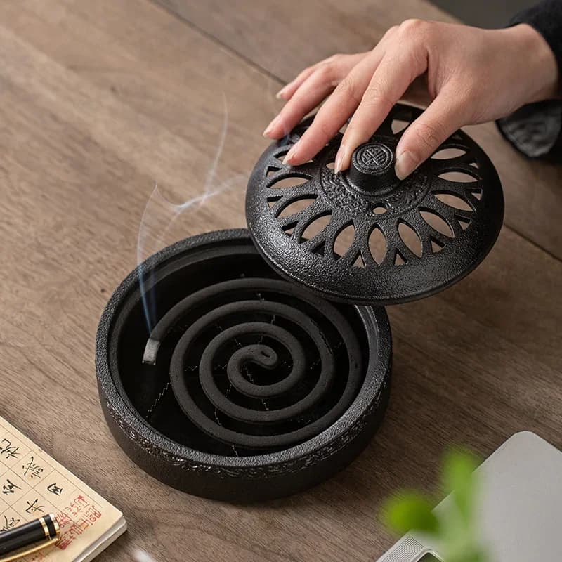 Handmade Ceramic Backflow Incense Burner with Lid Tray Aromatherapy Diffuser for Home Decor Meditation Yoga Zen Gift