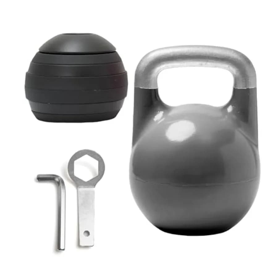 Set di Kettlebell Regolabili 26-70 lb per Allenamento di Forza con 7 Dischi in Acciaio Nero e Sistema di Bloccaggio Sicuro per Swing e Squat