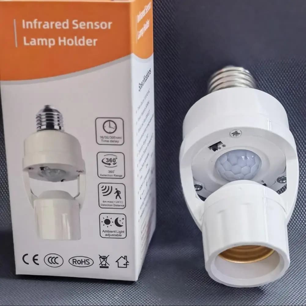 Base for switch with socket E27 Infrared motion sensor Intelligent bulb socket adapter for LED bulb