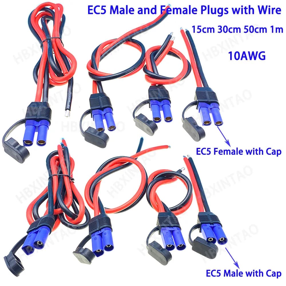 EC5 MaleFemale Plug Silicone ad alta corrente 10AWG con prolunga impermeabile Cavo di alimentazione Modello di auto Cavo di avviamento di emergenza per aereo