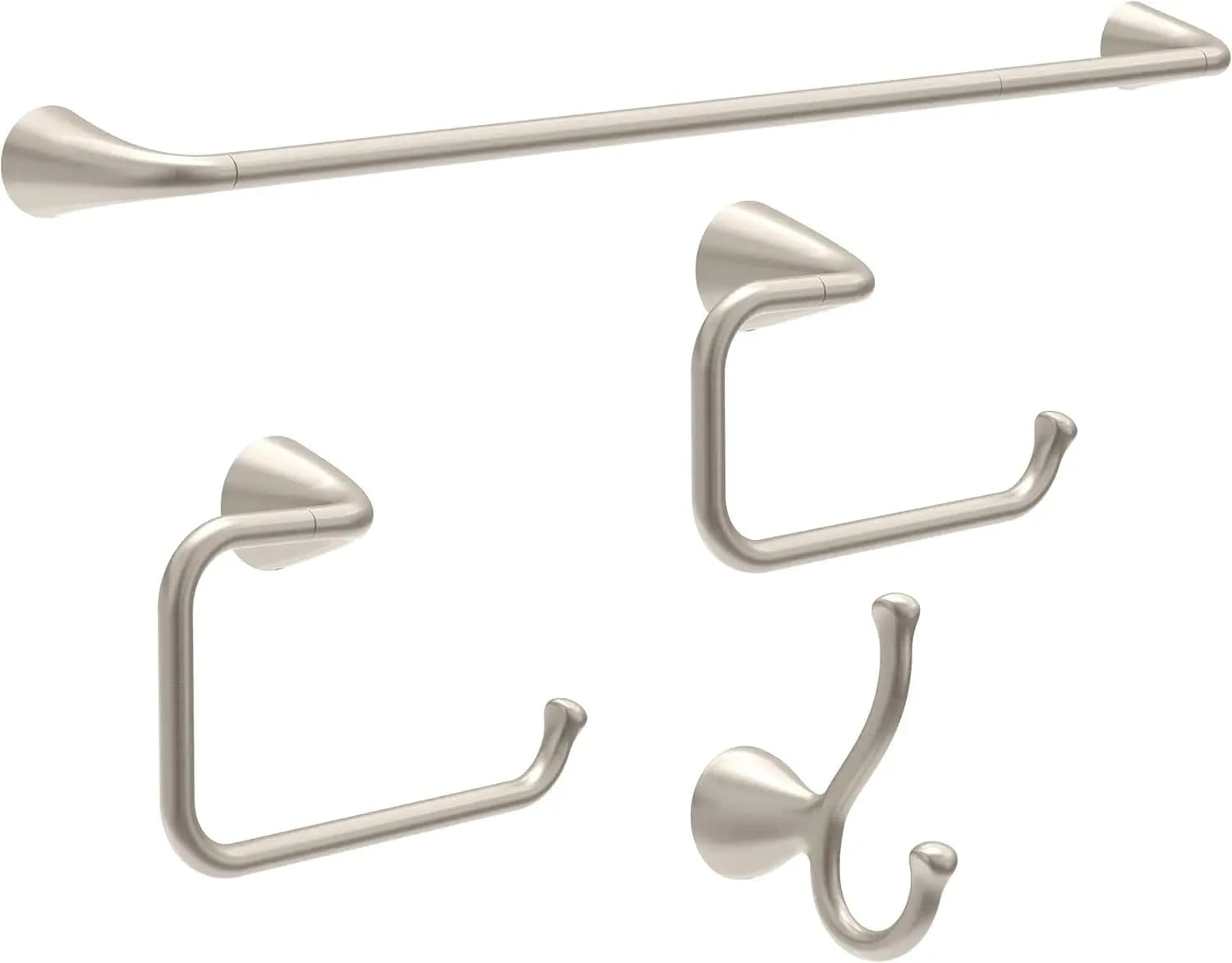 Set di Accessori da Bagno in Nichel Spazzolato: Portasciugamani da 18 Pollici con Prolunga da 6 Pollici, Portarotolo, Anello Portasciugamani e Gancio
